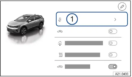 Fig. 1 Système d'infodivertissement : menu de sortie avec