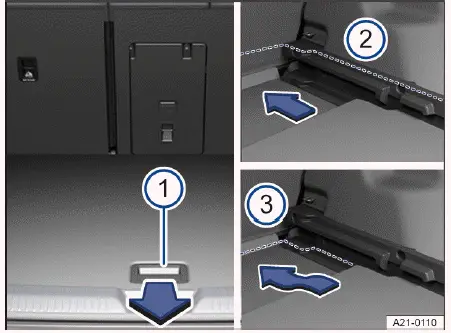 Fig. 2 Dans le coffre à bagages : réglage en hauteur du