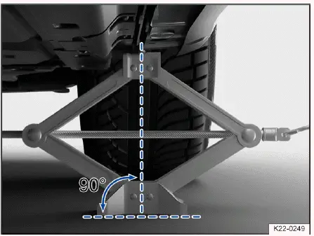 Fig. 3 Positionnement du cric à l'arrière gauche du