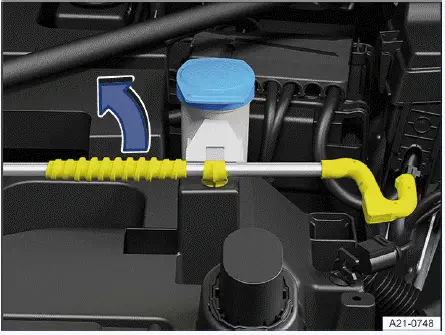 Fig. 3 Dans le compartiment avant : béquille de capotmoteur
