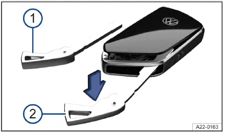 Fig. 1 Clé du véhicule : ouverture du couvercle du