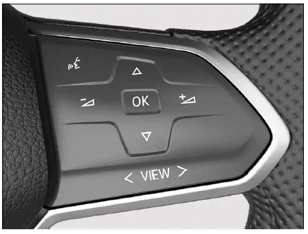 Fig. 1 Côté droit du volant multifonction : utilisation du